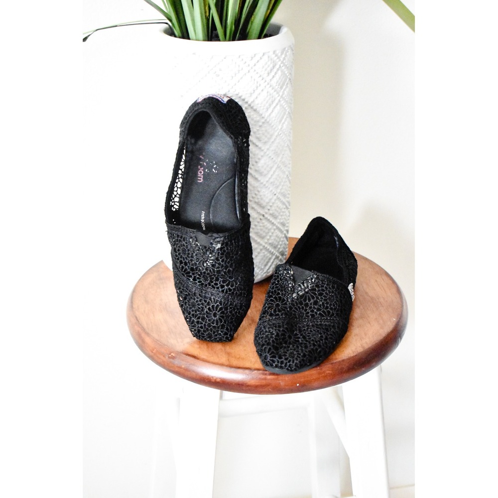 Skechers Bobs Flats Women 6 Black Crochet Lace Alpargata Slip On Memory Foam